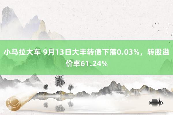 小马拉大车 9月13日大丰转债下落0.03%,转股溢价率61.24%