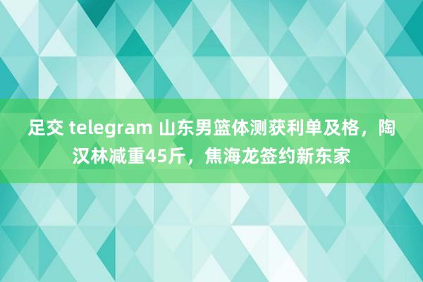 足交 telegram 山东男篮体测获利单及格,陶汉林减重45斤,焦海龙签约新东家