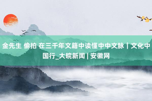 金先生 偷拍 在三千年文籍中读懂中中文脉|文化中国行_大皖新闻 | 安徽网