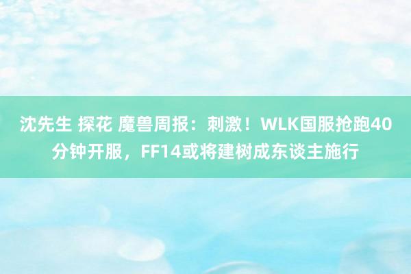 沈先生 探花 魔兽周报:刺激!WLK国服抢跑40分钟开服,FF14或将建树成东谈主施行