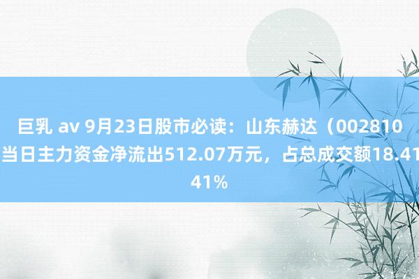 巨乳 av 9月23日股市必读:山东赫达(002810)当日主力资金净流出512.07万元,占总成交额18.41%