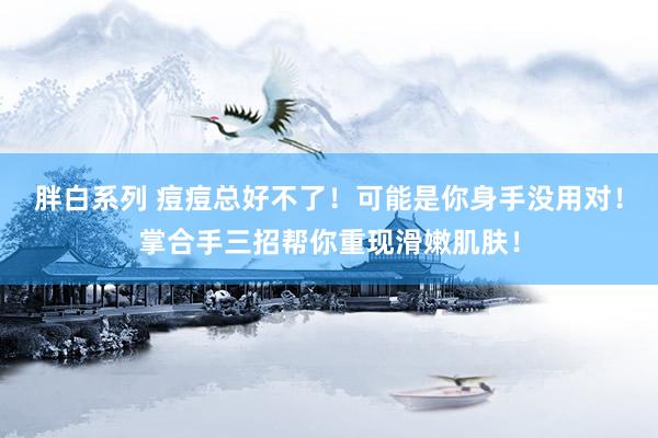 胖白系列 痘痘总好不了!可能是你身手没用对!掌合手三招帮你重现滑嫩肌肤!