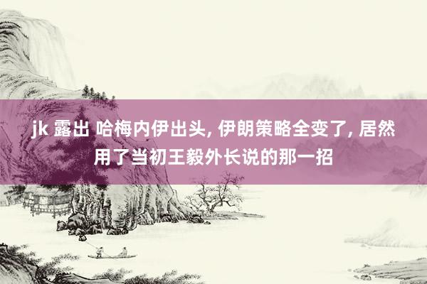 jk 露出 哈梅内伊出头, 伊朗策略全变了, 居然用了当初王毅外长说的那一招