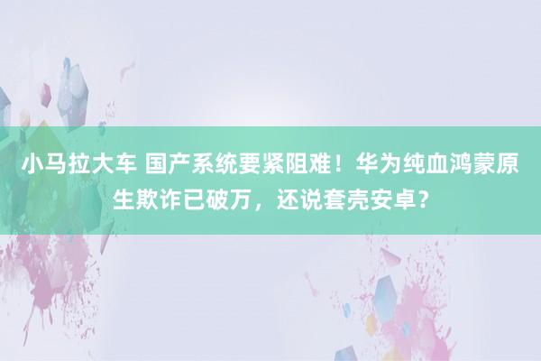 小马拉大车 国产系统要紧阻难!华为纯血鸿蒙原生欺诈已破万,还说套壳安卓?