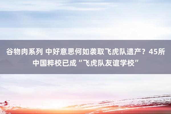 谷物肉系列 中好意思何如袭取飞虎队遗产?45所中国粹校已成“飞虎队友谊学校”