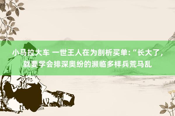 小马拉大车 一世王人在为剖析买单:“长大了,就要学会排深奥纷的濒临多样兵荒马乱