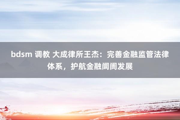 bdsm 调教 大成律所王杰:完善金融监管法律体系,护航金融阛阓发展