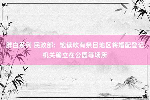 胖白系列 民政部:饱读吹有条目地区将婚配登记机关确立在公园等场所