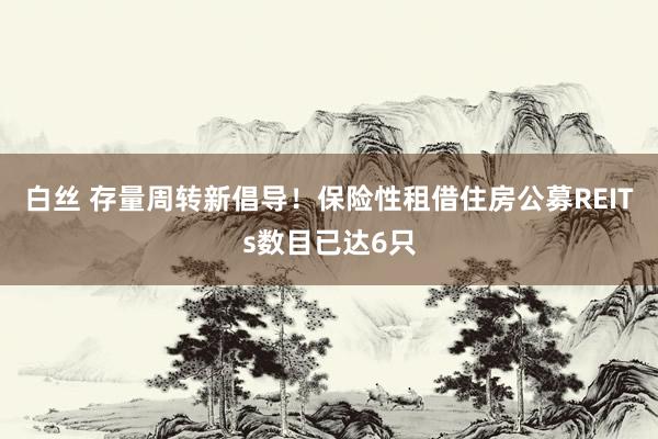 白丝 存量周转新倡导!保险性租借住房公募REITs数目已达6只
