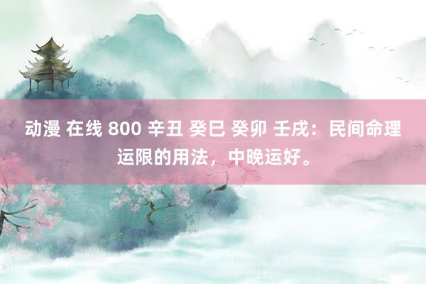 动漫 在线 800 辛丑 癸巳 癸卯 壬戌:民间命理运限的用法,中晚运好。