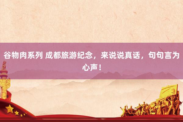 谷物肉系列 成都旅游纪念,来说说真话,句句言为心声!