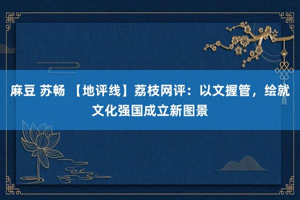 麻豆 苏畅 【地评线】荔枝网评:以文握管,绘就文化强国成立新图景