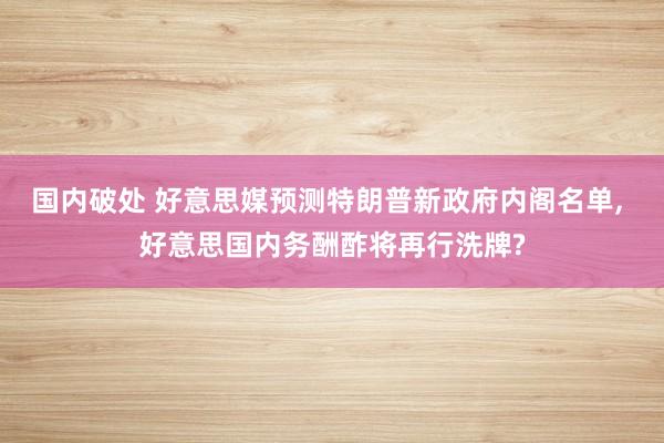 国内破处 好意思媒预测特朗普新政府内阁名单, 好意思国内务酬酢将再行洗牌?