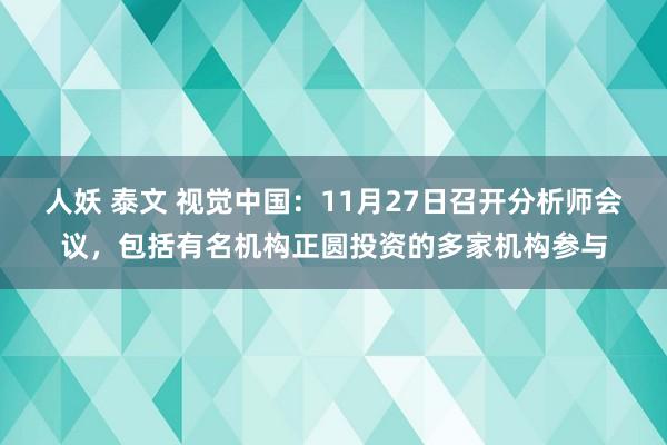 人妖 泰文 视觉中国:11月27日召开分析师会议,包括有名机构正圆投资的多家机构参与