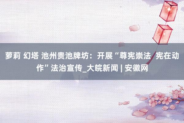 萝莉 幻塔 池州贵池牌坊:开展“尊宪崇法 宪在动作”法治宣传_大皖新闻 | 安徽网