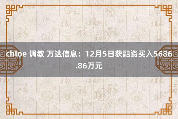 chloe 调教 万达信息:12月5日获融资买入5686.86万元