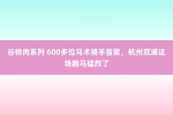 谷物肉系列 600多位马术骑手皆聚,杭州双浦这场跑马猛烈了