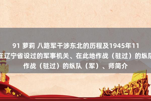 91 萝莉 八路军干涉东北的历程及1945年11月至1949年4月在辽宁省设过的军事机关、在此地作战(驻过)的纵队(军)、师简介