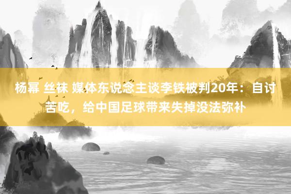 杨幂 丝袜 媒体东说念主谈李铁被判20年:自讨苦吃,给中国足球带来失掉没法弥补
