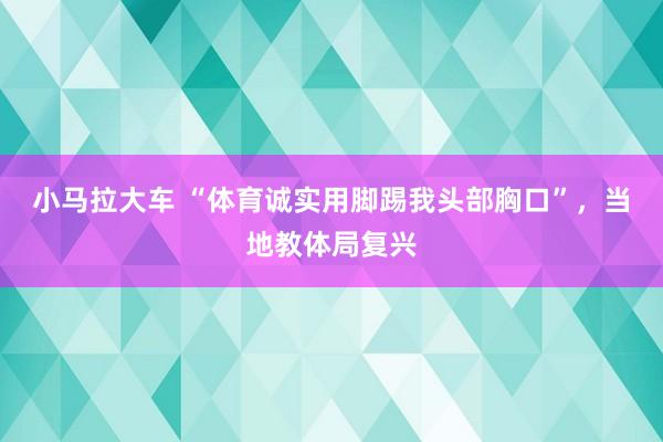 小马拉大车 “体育诚实用脚踢我头部胸口”,当地教体局复兴
