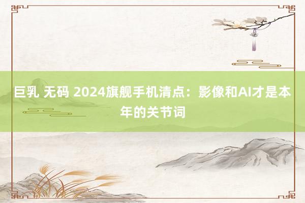 巨乳 无码 2024旗舰手机清点:影像和AI才是本年的关节词