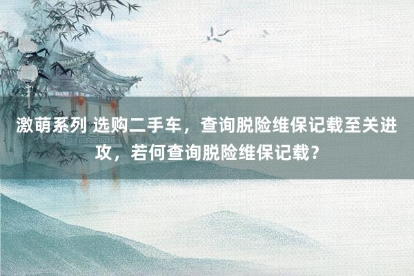 激萌系列 选购二手车,查询脱险维保记载至关进攻,若何查询脱险维保记载?