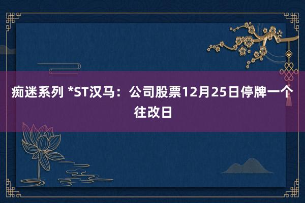 痴迷系列 *ST汉马:公司股票12月25日停牌一个往改日