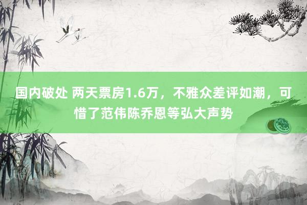 国内破处 两天票房1.6万,不雅众差评如潮,可惜了范伟陈乔恩等弘大声势