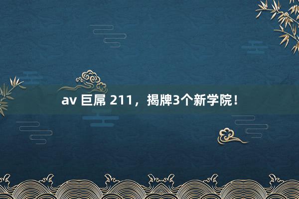 av 巨屌 211,揭牌3个新学院!