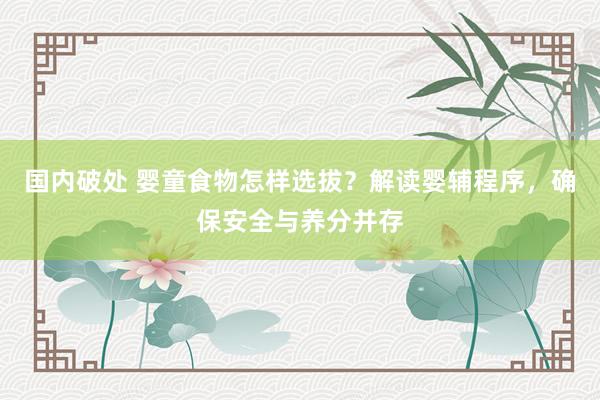 国内破处 婴童食物怎样选拔?解读婴辅程序,确保安全与养分并存