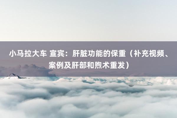 小马拉大车 宣宾:肝脏功能的保重(补充视频、案例及肝部和煦术重发)
