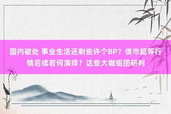 国内破处 事业生活还剩些许个BP?债市超等行情后续若何演绎?这些大咖组团研判