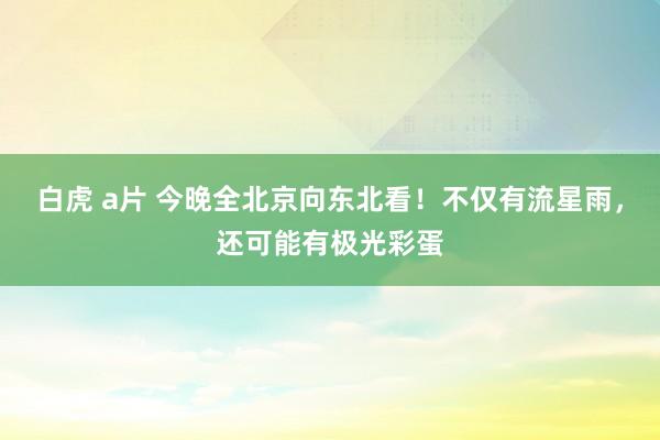白虎 a片 今晚全北京向东北看!不仅有流星雨,还可能有极光彩蛋
