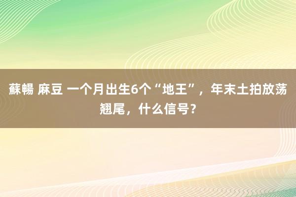 蘇暢 麻豆 一个月出生6个“地王”,年末土拍放荡翘尾,什么信号?