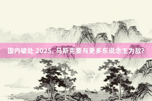 国内破处 2025, 马斯克要与更多东说念主为敌?