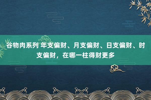 谷物肉系列 年支偏财、月支偏财、日支偏财、时支偏财,在哪一柱得财更多