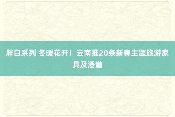 胖白系列 冬暖花开!云南推20条新春主题旅游家具及澄澈