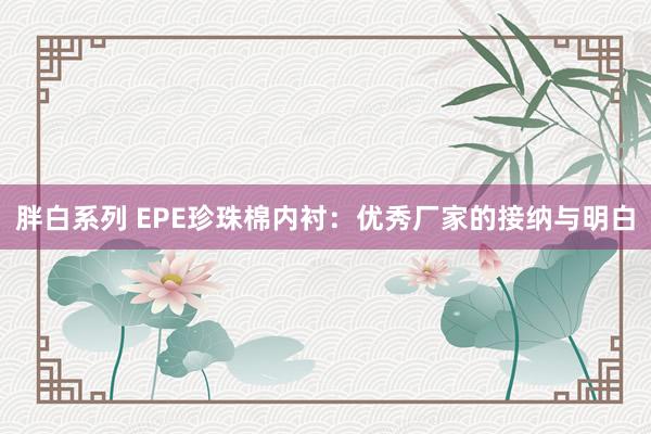 胖白系列 EPE珍珠棉内衬:优秀厂家的接纳与明白