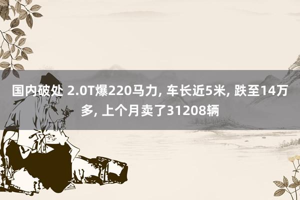国内破处 2.0T爆220马力, 车长近5米, 跌至14万多, 上个月卖了31208辆