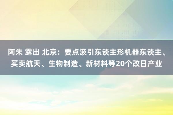 阿朱 露出 北京:要点汲引东谈主形机器东谈主、买卖航天、生物制造、新材料等20个改日产业