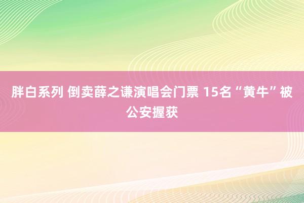 胖白系列 倒卖薛之谦演唱会门票 15名“黄牛”被公安握获