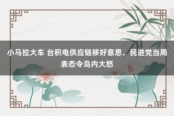 小马拉大车 台积电供应链移好意思,民进党当局表态令岛内大怒