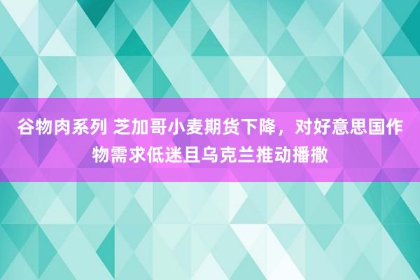 谷物肉系列 芝加哥小麦期货下降，对好意思国作物需求低迷且乌克兰推动播撒