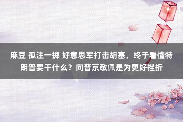 麻豆 孤注一掷 好意思军打击胡塞,终于看懂特朗普要干什么?向普京敬佩是为更好挫折
