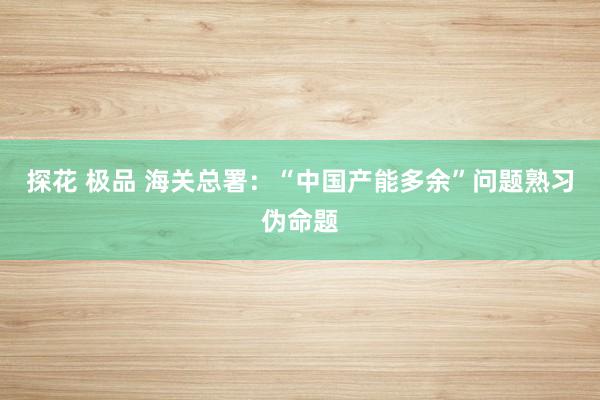 探花 极品 海关总署:“中国产能多余”问题熟习伪命题
