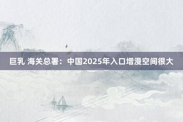 巨乳 海关总署:中国2025年入口增漫空间很大