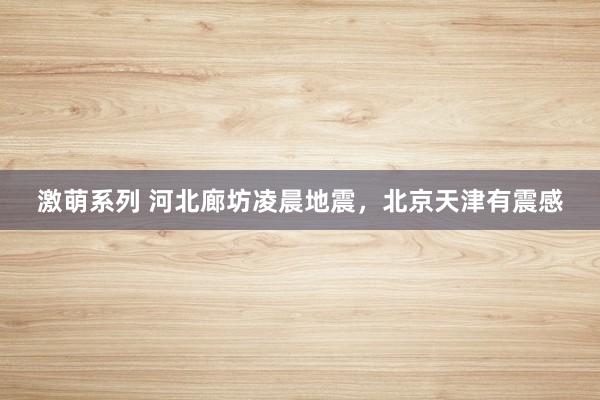 激萌系列 河北廊坊凌晨地震,北京天津有震感