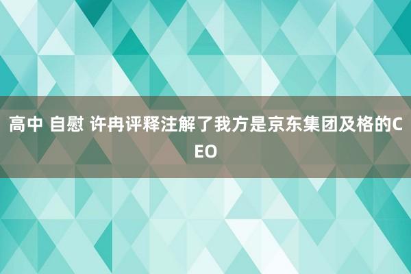 高中 自慰 许冉评释注解了我方是京东集团及格的CEO