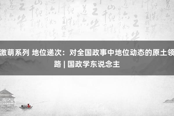 激萌系列 地位递次：对全国政事中地位动态的原土领路 | 国政学东说念主