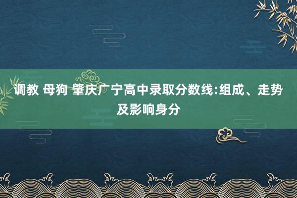 调教 母狗 肇庆广宁高中录取分数线:组成、走势及影响身分